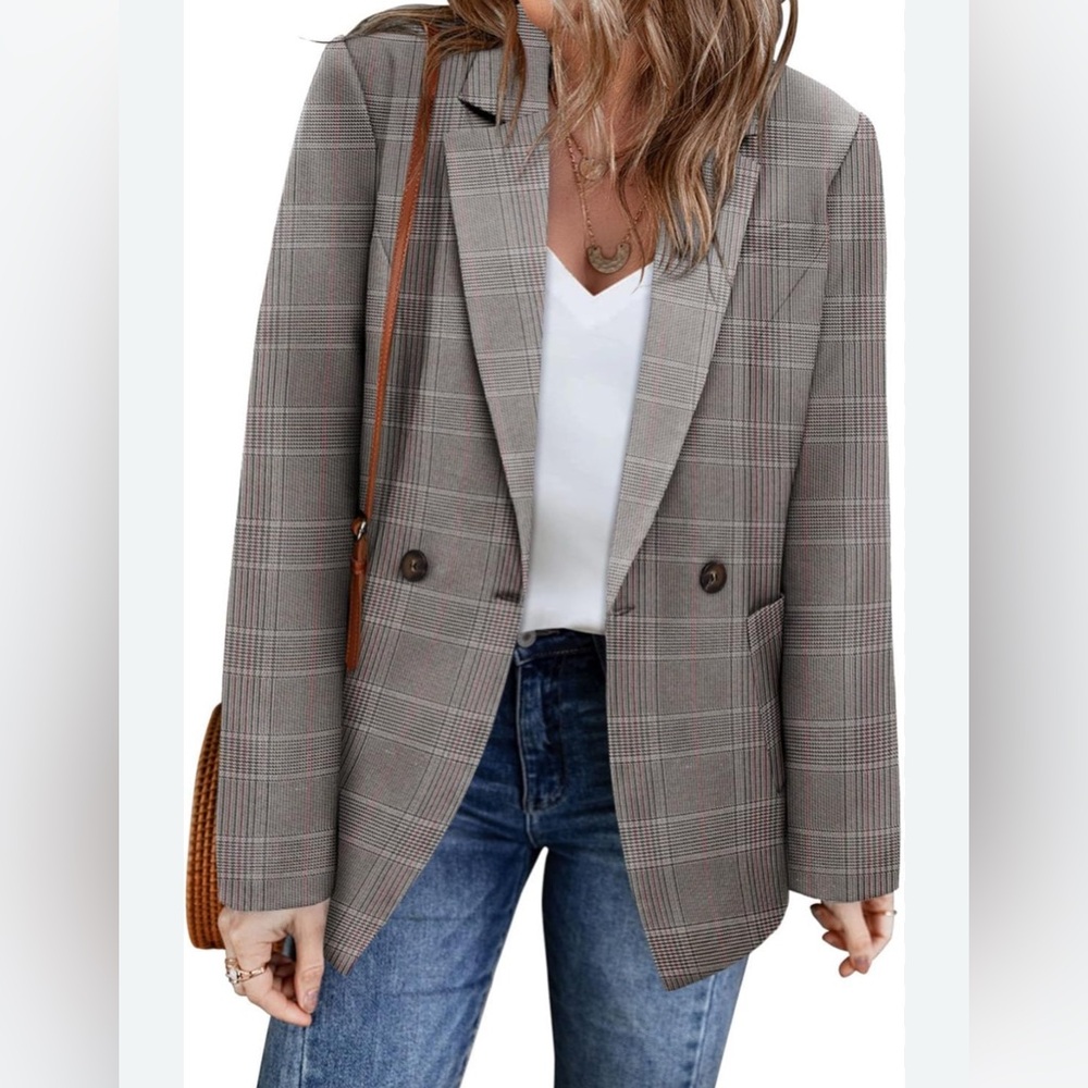 Women’s Gray Plaid Blazer